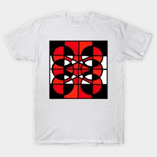 Red Orange Black White Geometric Abstract Acrylic Painting T-Shirt